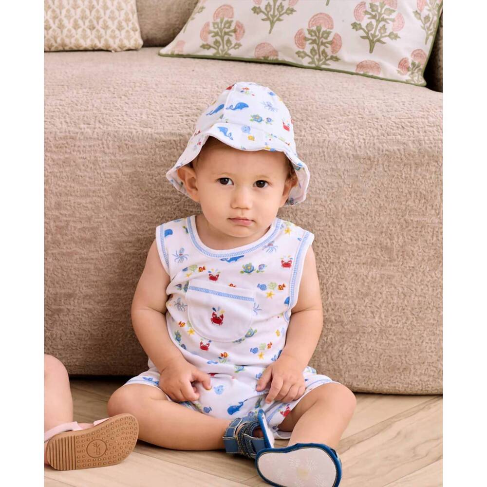 NEW KISSY KISSY ocean antics sleeveless playsuit in multi blue